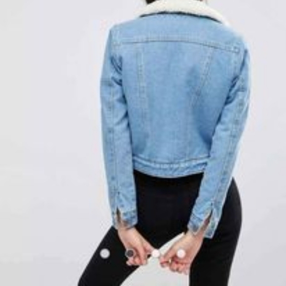 ASOS  DESIGN Denim Jacket with Borg collar size 6 - Picture 4 of 14